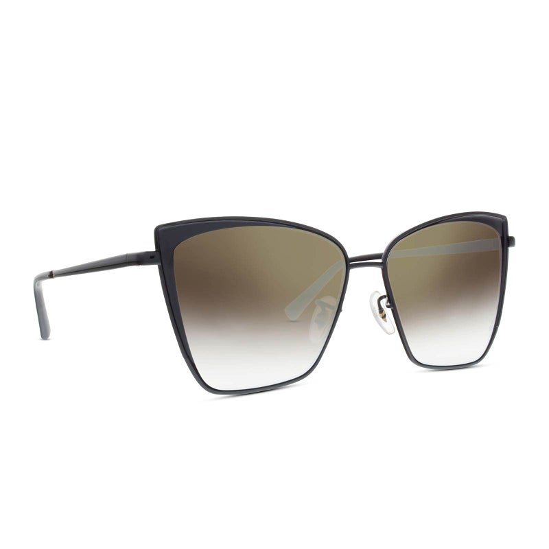 DIFF Becky Designer Oversized Cat Eye Sunglasses for Women | Black + Flash Grey Gradient mirror | UV400 Protection - Image 3